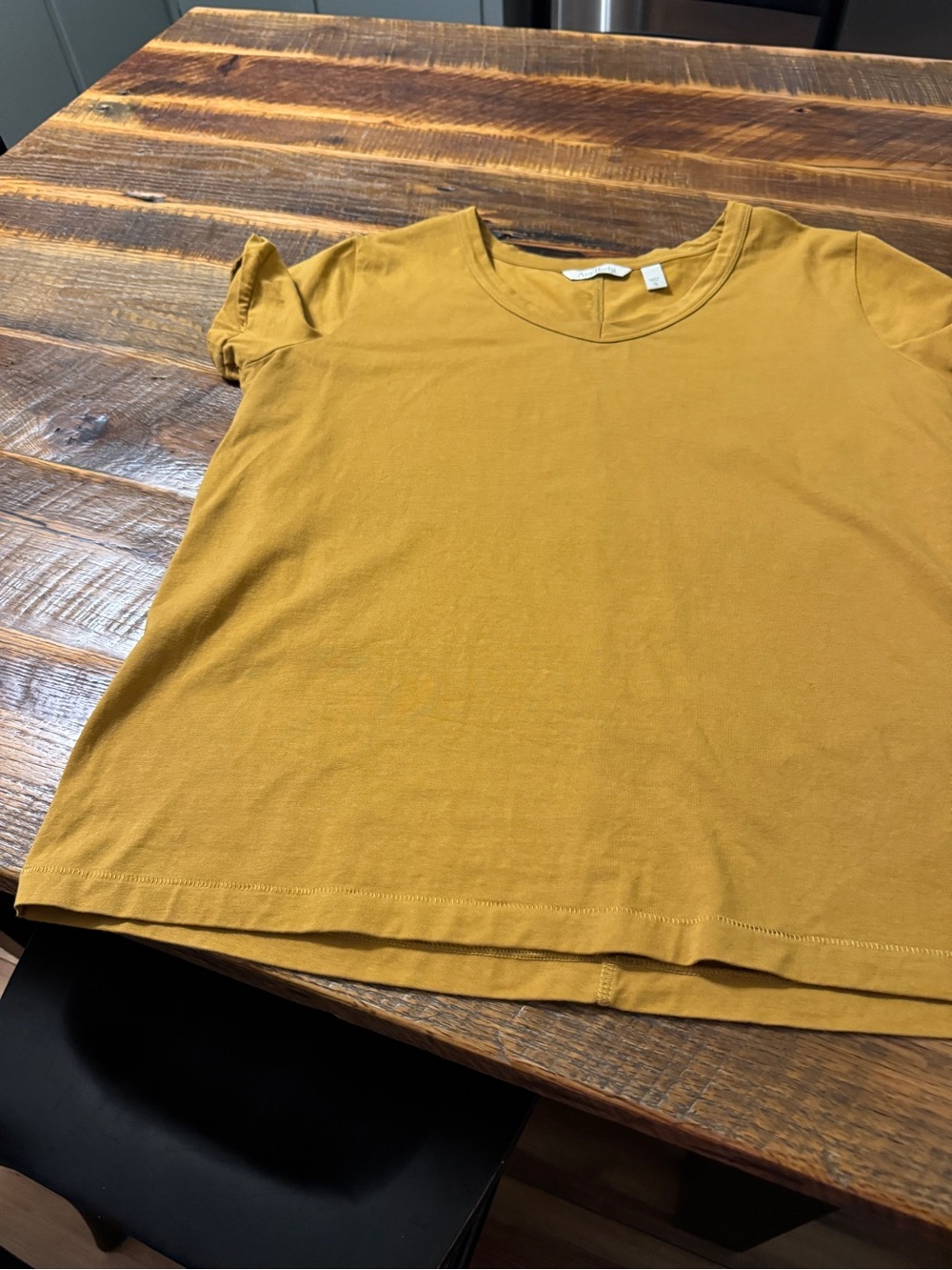 AnyBody Mustard Short Sleeve Scoop Neck Tee